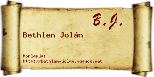 Bethlen Jolán névjegykártya