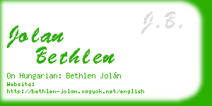 jolan bethlen business card